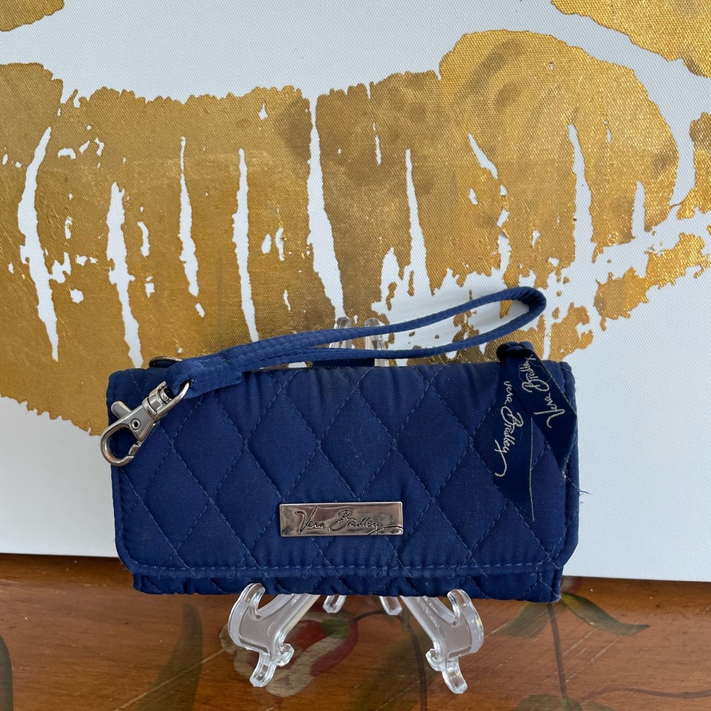 Vera Bradley Wallet/Wristlet in Blue Quilted Fabric
